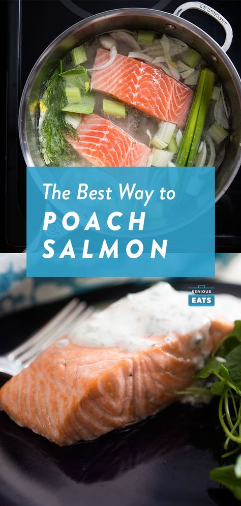 Poach Salmon, Poached Fish Recipes, Salmon Dinners, Salmon Sauce, Dill Sauce For Salmon, Poached Fish, Recipe Salmon, Fish Varieties, Poached Salmon