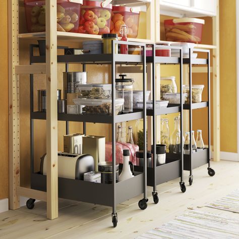 Ikea Trolley, Kitchen Trolley Design, Storage Shelves Kitchen, Wheeled Cart, Trolley Rack, Shelves Office, Office Shelves, Kitchen Island Trolley, Storage Utility