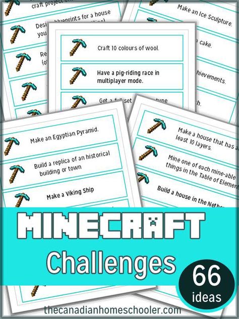 Minecraft offers so many educational opportunities - from learning about geology, to design and coding, and just plain fun. Check out these challenge cards! Minecraft Homeschool, Minecraft Club, Minecraft Classroom, Minecraft Camp, Minecraft Activities, Minecraft Education, Minecraft School, Minecraft Challenges, Reading Incentives