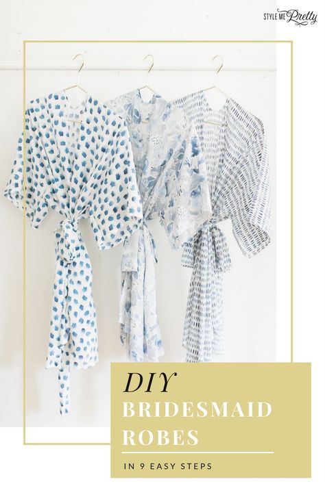 9 easy steps to seriously happy bridesmaids with this easy robe DIY for the morning of! Diy Kimono Robe Pattern, Robe Diy Pattern, Easy Kimono Pattern Diy, Diy Kimono Robe, Wedding Sewing Projects, Diy Robe Pattern, Easy Kimono Pattern, Robe Sewing Pattern, Robe Diy