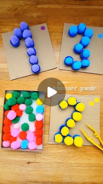 Margot Alla on Instagram: "🌈Les chiffres pompons🌈  Petite activité diy type montessori pour les enfants des 2 ans et demi/3 ans pour qu'ils integrent la représentation du chiffre et sa quantité (avec les gommettes).  #activite #activiteenfant #mathematiques #chiffres  #montessori #activitemontessori #maman #parents #enfant #pedagogiealternative #recycler #jouer  #apprendrechiffres #professeurdesecoles #psychomotricite #maternelle #activitematernelle #eveilenfant #compter #denombrer #motricitefine #pincefine #apprendreensamusant #montessorialamaison #ief  #activitemanuelle #occuperlesenfants #petitesection #moyennesection" Montessori Diy, Montessori Toddler Activities, Montessori Toddler, Toddler Activities, Montessori, Education, On Instagram