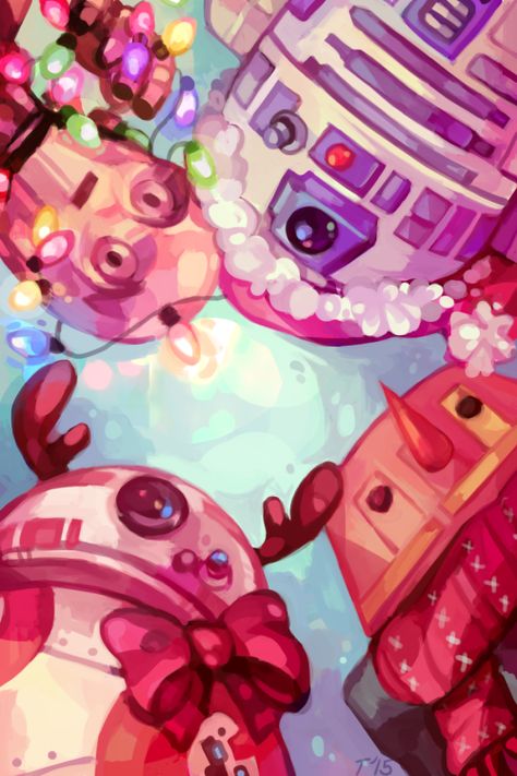 voisb: “here are some festive droids wishing you all a very merry christmas! ❆❅ ” Christmas Star Wars Wallpaper, Christmas Wallpaper Star Wars, Star Wars Christmas Wallpaper, Christmas Wallpaper Baby Yoda, Star Wars Christmas Fanart, Starwars Christmas, Star Wars Trivia, Nerdy Christmas, Star Wars Character