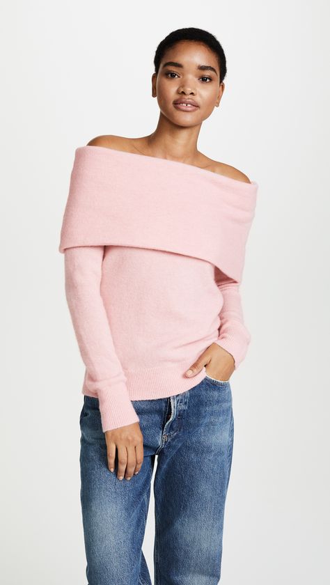 Club Monaco Charlotta Sweater | SHOPBOP Off The Shoulder Jumper, Off The Shoulder Sweater, Peony Rose, Christmas Jumper Dress, Off Shoulder Fashion, Pink Coral, Plus Size Skirts, Party Tops, Plus Size Pregnancy