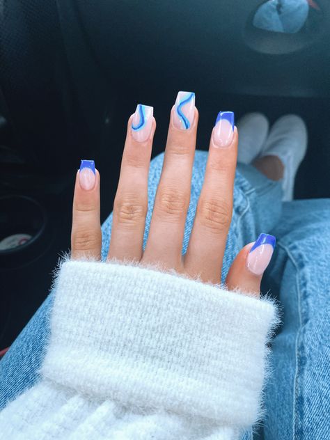 blue nails, trendy nails, short nails design Acrylic Nails Design, Acrylic Nails Designs, Graduation Nails, Spring Acrylic Nails, Broken Nails, Blue Acrylic Nails, Summery Nails, Cute Acrylic Nail Designs, Simple Acrylic Nails