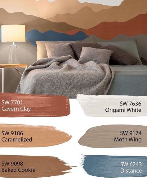 Garage Colors, Desert Bedroom, Media Room Paint Colors, Cavern Clay, Desert Color Palette, Color Scheme Ideas, Most Popular Paint Colors, Sherwin Williams Color Palette, Origami White