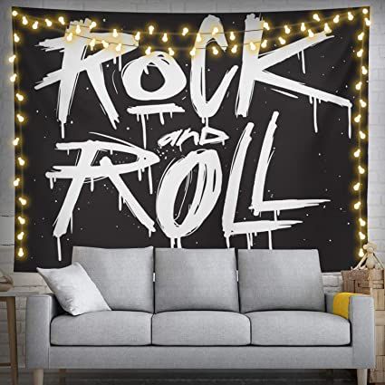 feelacle Rock And Roll Tapestry 60" X 40" Rock`N`Roll Wall Hanging Party Decorations Home Decor For Bedroom Living Room Dorm (150 X 100cm) Rock N Roll Bedroom, Rock And Roll Party Decorations, Rock And Roll Room, Hanging Party Decorations, Rock Baby Clothes, Rock And Roll Birthday, Home Decor For Bedroom, Rock N Roll Party, Hippie Tapestry