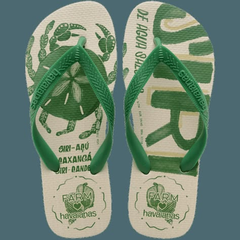 Green Crab, Havaianas Farm, Sign Fonts, Kids Clogs, Flip Flops For Women, White Flip Flops, Dr Shoes, Kids Flip Flops, Baby Sandals