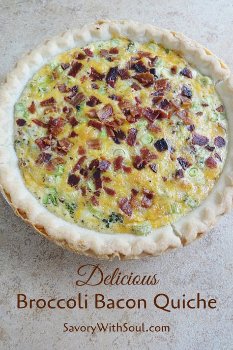 Quiche Bacon, Savory Quiche, Bacon Quiche Recipe, Brunch Casserole Recipes, Bacon Broccoli, Broccoli Bacon, Broccoli Quiche, Savory Tarts, Pies Recipes