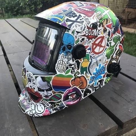 Sticker up your HELMETS. As low as $7 for 50 stickers. Link in bio Welding Hood Stickers, Welding Mask Design, Welding Helmet Art, Welding Helmet Stickers, Custom Welding Hoods, Custom Welding Helmets, Welding Helmet Designs, Helmet Wrap, Snowboarding Helmet