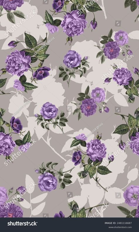 Allover Floral Seamless Pattern Purple Flowers Stock Illustration 2481116687 | Shutterstock Flower Allover Pattern, Flower Allover, Digital Flower, Ajrakh Prints, Floral Seamless Pattern, Allover Pattern, Photo Wedding Invitations, Flowers Design, Business Infographic