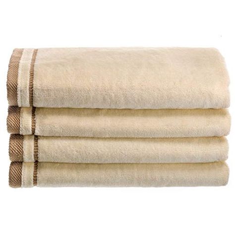 christmas home decor clearance - Creative Scents Cotton Velour Fingertip Towel, 4 Piece Set, 11 by 18-inch, Cream with Embroidered Brown Trim *** You could locate even more information by seeing the image web link. (This is an affiliate link). Brown And Beige Bathroom, Beige Bathroom Decor, Bath Store, Linen Store, Buy Bed, Guest Bathrooms, Fingertip Towels, Brown Trim, Towel Sizes