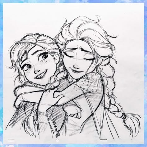 Frozen Tattoo, Elsa Drawing, Disney Character Sketches, Frozen Drawings, Anna Et Elsa, Princess Sketches, Frozen 3, Disney Doodles, Anna Und Elsa