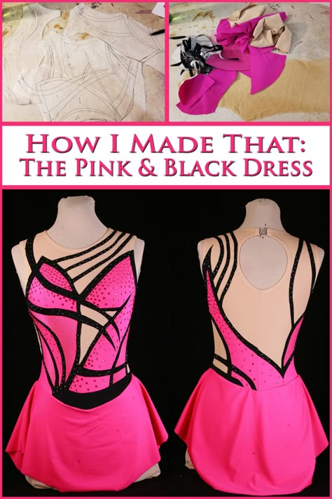 Black Figure Skating Dress, Figure Skating Dress Patterns, Ice Skating Competition Dress, Skating Dress Patterns, Sewing Spandex, Roller Skating Dress, Majorette Costumes, Baton Twirling Costumes, Custom Figure Skating Dresses