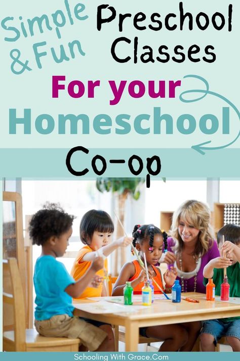 Preschool Co-op Class Ideas: Keep preschoolers engaged with these homeschool co-op classes: 1.Themed based 2. Nature and Outdoor 3. Music... Preschool Coop Class Ideas, Co Op Class Ideas Homeschool Preschool, Kindergarten Homeschool Co-op Ideas, Kindergarten Co Op Ideas, Preschool Co-op Class Ideas, Preschool Class Ideas, Homeschool Co Op Class Ideas, Co Op Class Ideas Homeschool, Preschool Language Arts