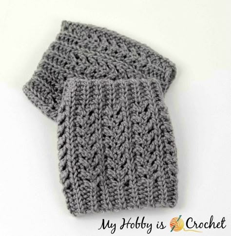 Free Crochet Pattern: Chic Aran Boot Cuffs   #crochet #freepattern #redheartyarns #joycreators #myhobbyiscrochet #crochetbootcuffs #freecrochetpattern Crochet Boot Cuffs Free Pattern, Crochet Boot Cuff Pattern, Crochet Boot Cuff, Boot Cuff Pattern, Crochet Mittens Pattern, Cuff Pattern, Crochet Boot Cuffs, Crochet Leg Warmers, Boot Cuff