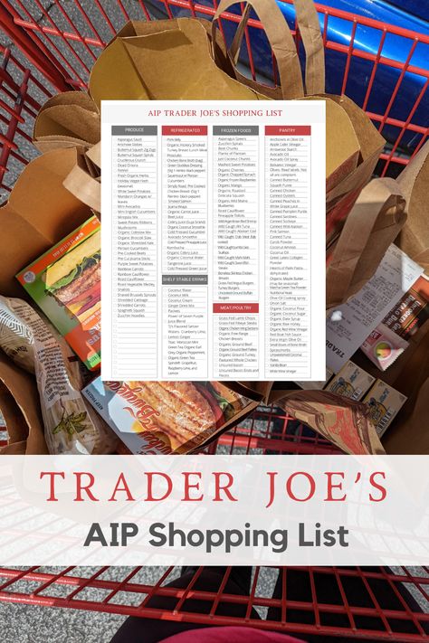 Aip Trader Joes, Aip Elimination Phase Food List, Anti Inflammation Shopping List, Aip Elimination Phase Recipes, Aip Shopping List, Trader Joe's Shopping List, Aip Lifestyle, Autoimmune Protocol Diet Recipes, Aip Snacks