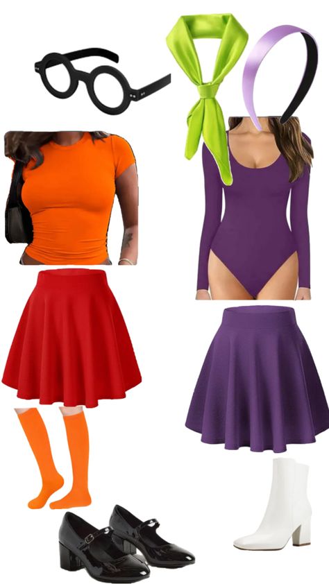 Velma Halloween Costume, Velma Costume, Church Halloween, Velma Cosplay, Easy Halloween Costumes For Women, Daphne Costume, Daphne And Velma, Trio Halloween Costumes, Halloween Coustumes