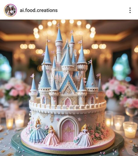 Disney Castle Cake, Ballerina Birthday Party Decorations, Disney Princess Birthday Cakes, Castle Birthday Cakes, Princess Theme Birthday, Frosting Techniques, Ballerina Birthday Parties, Princess Birthday Cake, Amazing Food Decoration