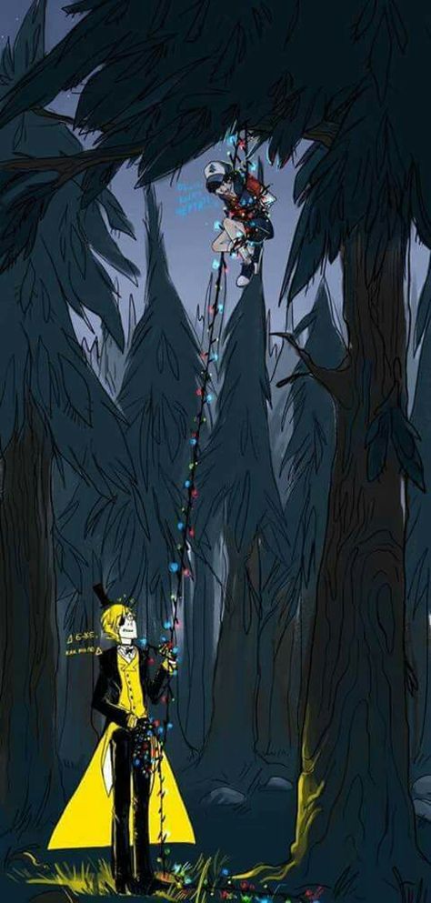 Anime Gravity Falls, Dipper And Bill, Bill X Dipper, Pine Tree Art, Gravity Falls Dipper, Gravity Falls Bill Cipher, Fall Humor, Gravity Falls Bill, Gravity Falls Au