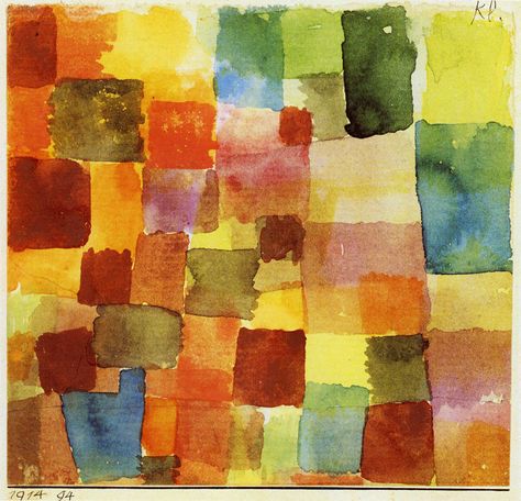 Paul Klee  Untitled Watercolor  1914  Watercolor on paper mounted on cardboard     6 1/8 x 6 1/8" Example Of Abstract, Paul Klee Paintings, Paul Klee Art, Henri Rousseau, Hur Man Målar, Paul Klee, Handmade Oil, Painting Reproductions, Abstract Art Prints