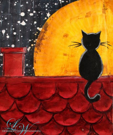 Art Journal : Shoot for the stars | Clips-n-Cuts | Bloglovin’ فن النسيج, Art Journal Challenge, Shoot For The Stars, Art Journal Prompts, Art Journal Techniques, A Black Cat, Arte Animal, Cat Sitting, Painting Art Projects