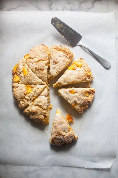 Squash Scones with White Chocolate - ZoëBakes Squash Scones, Zoe Bakes Recipes, Zoe Francois, Zoe Bakes, Magnolia Recipes, Peach Scones, Yummy Muffins, Magnolia Kitchen, Caramelized White Chocolate