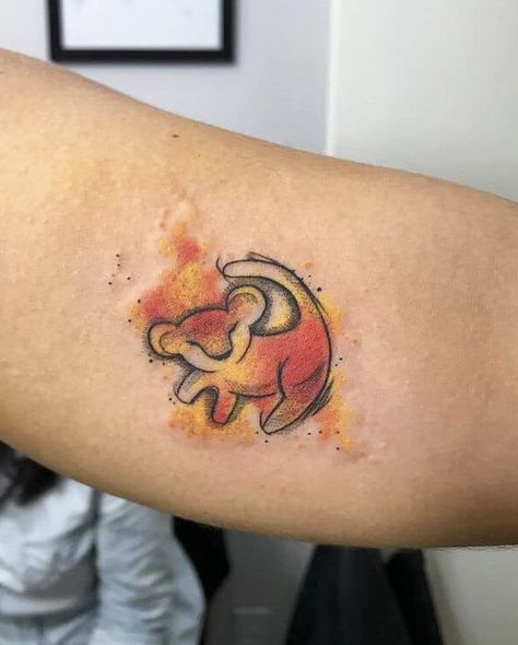 Simba watercolor Disney Sleeve Tattoos, Lion King Tattoo, Hp Tattoo, King Tattoo, Disney Sleeve, King Tattoos, Disney Tattoo, Śliczne Tatuaże, Remember Who You Are