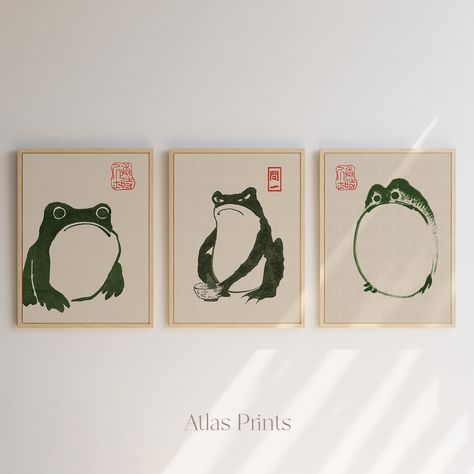 Excited to share the latest addition to my #etsy shop: Japanese Matsumoto Hoji Frog Set of 3 Woodblock Digital Art Print| Vintage Japanese Frog woodblock Set print| Wabi sabi Printable wall art https://etsy.me/427Ya4b #green #housewarming #beige #unframed #bedroom #con Japanese Frog, Matsumoto Hoji, Japanese Poster, Digital Art Print, Japanese Prints, Contemporary Wall Art, Exhibition Poster, Digital Art Prints, Wabi Sabi