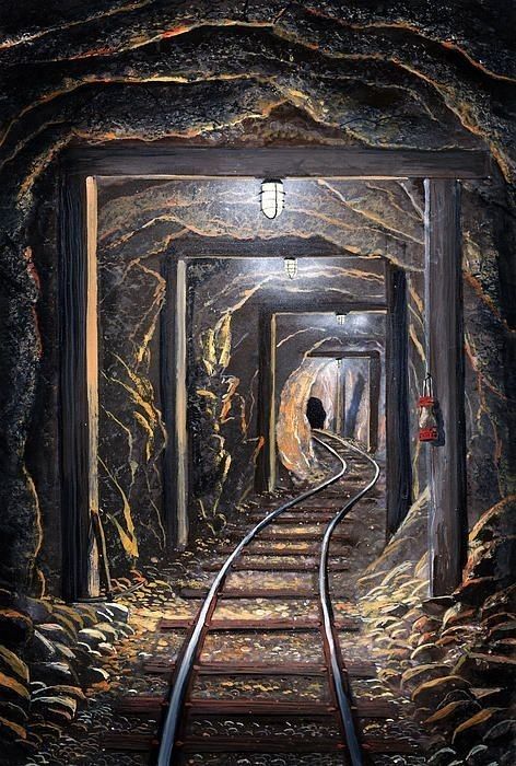 Gold Miners, Coal Miners, Level Design, Gold Mining, Coal Mining, Industrial Art, Mural Painting, Fantasy Landscape, Abandoned Places