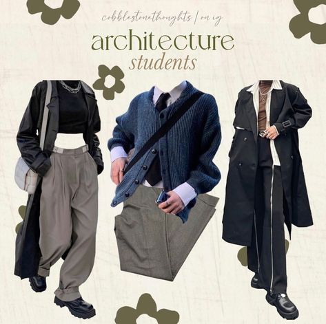 Architect Student Outfit, Physics Student Outfit, Architect Clothing Style, Architecture Student Aesthetic Outfits, Architect Aesthetic Outfit, Architect Ootd, Architect Outfit Man, Architecture Student Outfit, Black Collared Shirt Outfit