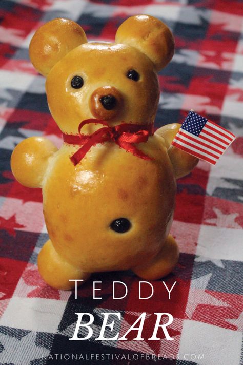 This Teddy Bear Bread is almost too cute to eat!.... Almost! Get your kids in the kitchen to help you build a bear right at home, and one that you can eat, no less! Teddy Bear Bread, Bear Bread, Bread Gifts, Kids In The Kitchen, National Festival, Bread Art, Bread Machine Recipes, Christmas Bear, Bread Machine