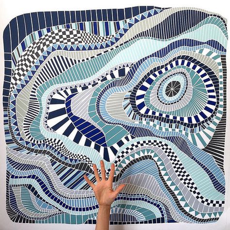 Shades of Blue Paper Mosaic Vitromosaico Ideas, Paper Mosaics, Mosaic Paper, Paper Mosaic, Paper Art Projects, Abstract Paper, Mosaic Artwork, Mosaic Projects, Mosaic Diy