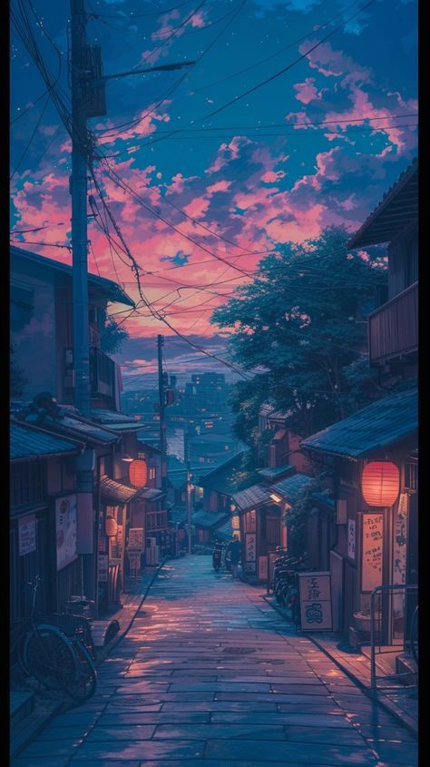 Lofi Aesthetic Wallpaper Night, Anime Night Aesthetic, Night City Wallpaper Aesthetic, Aesthetic Anime Sky, Lofi Wallpaper Iphone, Anime Scene Wallpaper, Lofi Aesthetic Anime Wallpaper, Aesthetic Lock Screen Wallpaper, Cute Girly Wallpapers