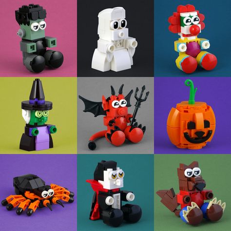 Hallowe'en has never looked so cuddly Halloween Lego Instructions, Lego Halloween Build, Halloween Lego Builds, Lego Halloween Ideas, Halloween Lego Ideas, Lego Penguin, Lego Pumpkin, Halloween Lego, Christmas Lego