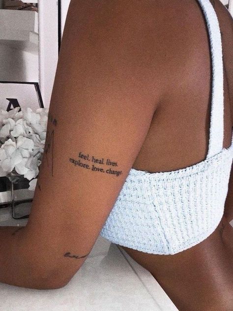 Little Word Tattoos, Quote Tattoo Placement, Word Tattoos On Arm, Tattoos On Arm, Quote Tattoos Placement, Word Tattoos, Tattoo Placement, Beautiful Tattoos, A Child