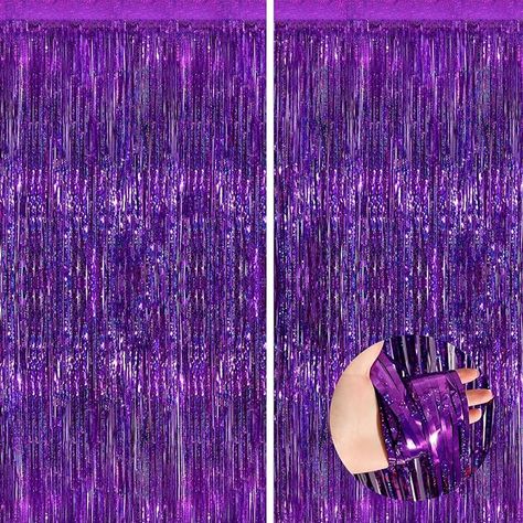 Amazon.com: Purple Metallic Tinsel Foil Fringe Curtains, 2 Pack 3.3x8.3 Feet Streamer Backdrop Curtains for Birthday Party Decorations, Halloween Decor, Foil Curtain Backdrop for Bachelorette Party : Home & Kitchen Minecraft Curtains, Rock And Roll Party Decorations, Frozen Theme Party Decorations, Foil Curtain Backdrop, Frozen Birthday Banner, Mardi Gras Photos, Streamer Party Decorations, Party Streamer, Space Party Decorations