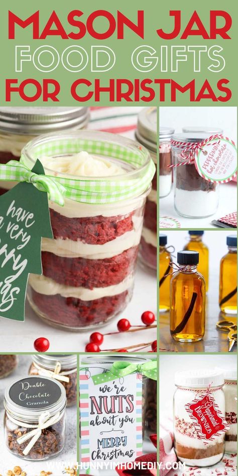 If you're looking for the best DIY Christmas gifts, you can't go wrong with these food gifts in a jar. Make all your homemade Christmas gifts in mason jars and add some free printable gift tags to create adorable presents for your friends, neighbors, teachers, and coworkers this holiday season. Meals In A Jar Gifts, Mason Jar Christmas Gifts For Coworkers, Holiday Mason Jar Gifts, Mason Jar Mixes Gifts, Gifts In A Jar Ideas Diy, Homemade Food Gifts In A Jar, Food Gifts In A Jar, Gluten Free Apple Pie Bars, Christmas Diy Snacks