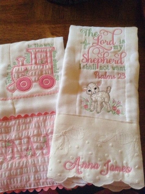 Monogrammed Burp Cloths, Girl Burp Cloths, Baby Flannel, Train Up A Child, Personalized Bible, Sweet Baby Girl, Plain Jane, Baby Embroidery