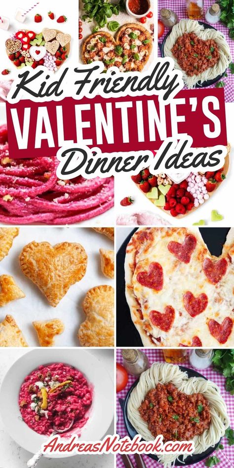 Looking for family-friendly Valentine's Day dinner ideas? We've got you covered with amazing recipes and ideas that are great for celebrating Valentine's with your loved ones. From fun heart-shaped pizzas to sweet dessert treats, these Valentine foods are not only delicious but also super fun for kids to help make. Create a special meal that the whole family will cherish. Our collection of Valentine's Day recipes are kid-approved and easy to prepare, making your dinner prep a joyful experience. Fun Valentines Meals For Kids, Valentine Dinner With Kids, Kid Valentine Dinner Ideas, Fun Valentines Dinner Ideas Kids, Valentines Dinner With Kids At Home, Valentines Themed Dinner For Kids, Valentine’s Day Supper For Kids, Easy Valentine Dinner Recipes Families, Valentines Day Dinner Kids