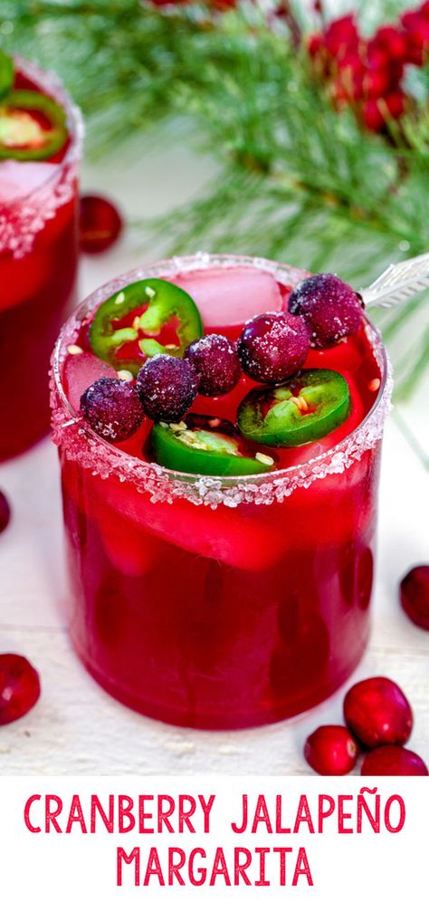 Homemade Cranberry Juice, Mexican Christmas Food, Holiday Margaritas, Cranberry Cocktail Recipe, Cranberry Simple Syrup, Cranberry Jalapeño, Cranberry Margarita, Cranberry Drinks, Jalapeno Margarita