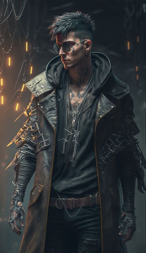 Cyberpunk Fixer Art, Cyberpunk Characters Male, Cyberpunk Hair Men, Cyberpunk Men Character Design, Starfield Character, Assassin Oc Male, Cool Character Design Male, Cyberpunk Fighter, Cyberpunk Male Character Design