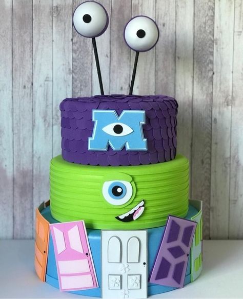 Pastel Monster Inc, Monster Ink, Monster Inc Cakes, Monster Inc Birthday, Monster Inc, Baby Shawer, Cake Decorating Videos, Monsters Inc, 3rd Birthday