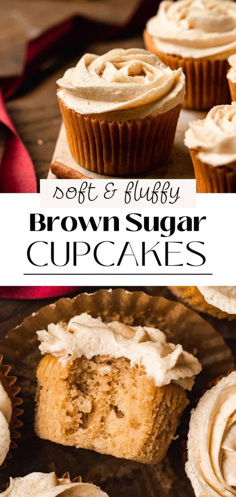 Brown Sugar Cupcakes Recipe, Brown Sugar Cupcakes, Brown Sugar Buttercream, Brown Sugar Frosting, Brown Sugar Cakes, Salted Caramel Frosting, Moist Cupcakes, Brown Sugar Recipes, Fun Cupcake Recipes