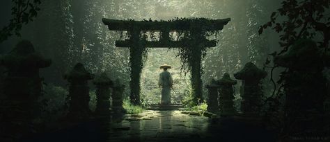 Isaac Yeram Kim Fantasy Samurai, Samurai Wallpaper, Samurai Anime, Asian Architecture, Architecture Wallpaper, Samurai Art, Woman Illustration, Fantasy Male, Tree Illustration