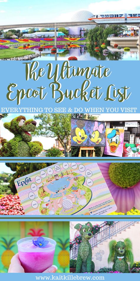 Epcot Bucket List | Things To Do At Epcot | Epcot Disney World | Epcot Drinking Around The World | Epcot Flower and Garden Festival | Epcot Food | Epcot Tips & Tricks | Disney Epcot Tips | Epcot Tips For Adults | Tips for Visiting Epcot | Epcot Food Bucket List | Epcot Disney World Orlando | Epcot Disney World Pictures | Best Tips for Visiting Epcot | Kait Around The Kingdom | @kaitkillebrew | Walt Disney World Epcot | Walt Disney World Tips | Epcot | Epcot Pro Tips | Epcot Topiaries | Disney Epcot Food 2023, Things To Do At Epcot For Adults, Disney World Epcot Food, Eat Around The World Epcot, Epcot For Adults, Disney Epcot Drinking Around The World, Epcot Around The World, Epcot Eating Around The World, Epcot Must Do List