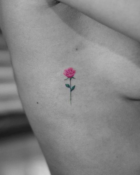 Pink Rose Tattoo, Pink Rose Tattoos, Rose Tattoos For Women, Small Rose Tattoo, Pink Tattoo, Skeleton Hand Tattoo, Side Tattoos, Small Rose, Simplistic Tattoos