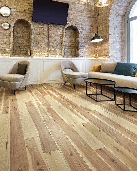 American OEM Introduces Raintree Waterproof Wood Flooring, Hickory Wood Floors, Rustic Design Style, Hickory Hardwood Floors, Waterproof Wood, Hickory Flooring, Real Hardwood Floors, How To Waterproof Wood, Old Hickory