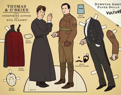 Downton Abbey Party Ideas, Downton Abbey Fanart, Downton Abbey Thomas, Downton Abbey Characters, Downton Abbey Party, Downton Abby, Diy Costume, Paper Dolls Printable, Vintage Paper Dolls