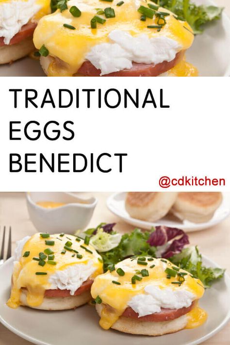 Traditional Eggs Benedict - Ahh, the classic eggs Benny. It can seem overwhelming with all the different components to manage at once. Don't fret. This recipe breaks it all down and even makes the hollandaise easier than ever to master. Made with , egg yolks, butter, lemon, black pepper, cayenne pepper, herbs, eggs, white vinegar, Canadian bacon, English muffins, butter or margarine, capers | CDKitchen.com Eggs Benny Recipe, Scrambled Egg Bake, Parsley Butter, Benedict Recipe, Eggs Benny, Eggs Benedict Recipe, Mexican Breakfast Recipes, Good Morning Breakfast, Canadian Bacon