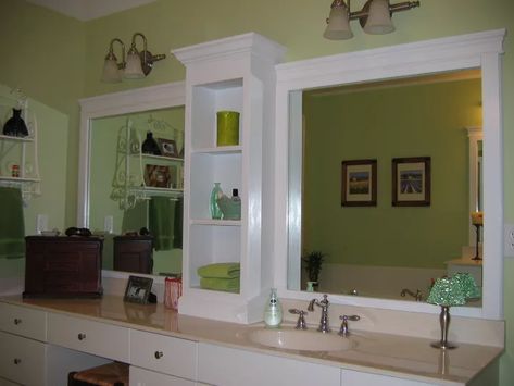 Large Bathroom Mirror, Mirror Upgrade, Bathroom Mirror Makeover, Large Bathroom Mirrors, Bathroom Remodel Cost, Mirror Frame Diy, Mirror Makeover, Bathroom Mirror Frame, Large Bathroom